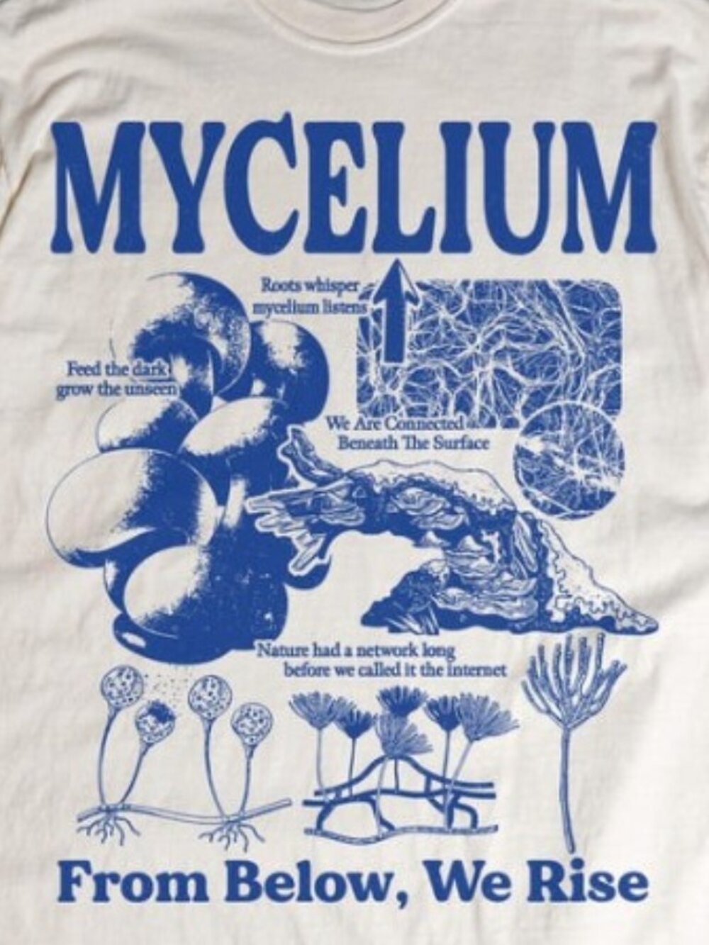 Fungal Network Graphic Tee, Mushroom Biology Diagram Tee - Picture 2 of 4